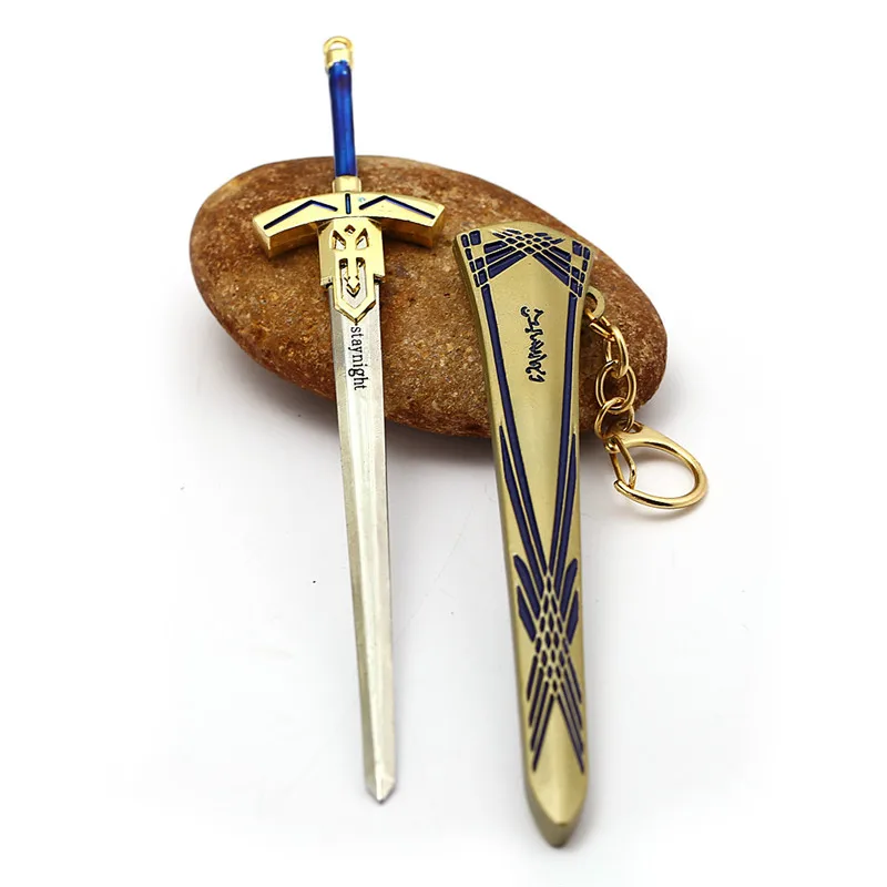 Брелок FATE Stay Night Saber золотистое кольцо Excalibur Morgan металлический меч брелок для