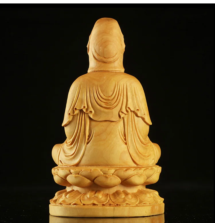 

Natural boxwood, wood carving, Avalokiteshvara Buddha, decorative crafts