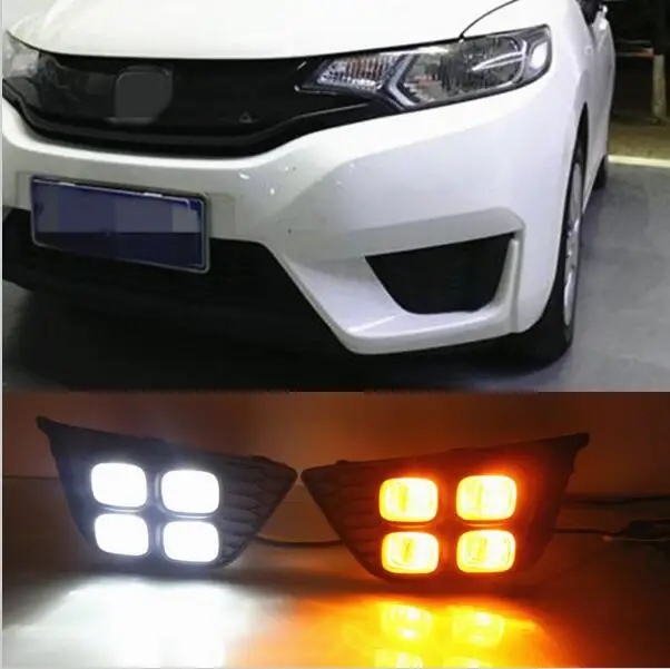 Hireno авто способ для HODNA Fit Jazz 2014 2015 автомобилей дневного Бег сигнальные огни