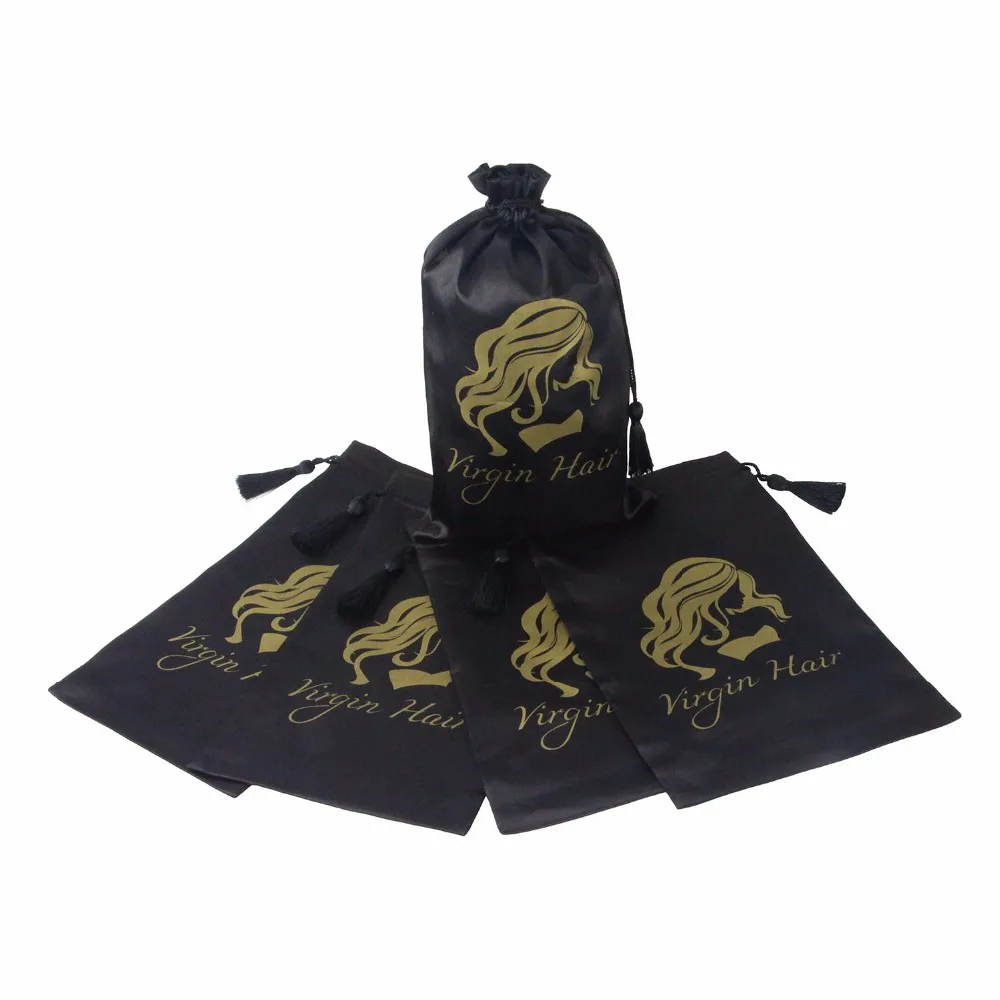 5 шт. черные девственные бриллианты со шнурком пряди для наращивания волос