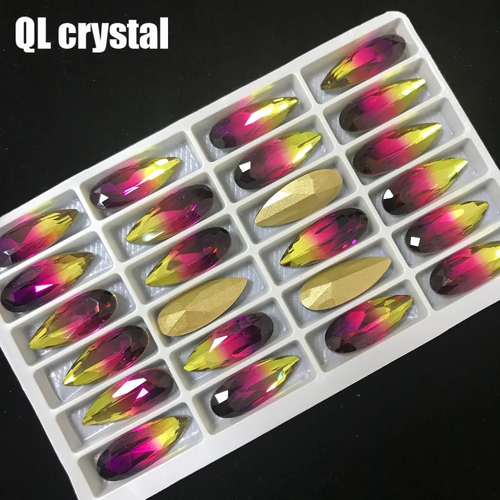 QL Crystal Tourmaline Glass 10x20mm Drops Pointback Fancy Stone for DIY garment bags shoes Jewelry accessory | Дом и сад