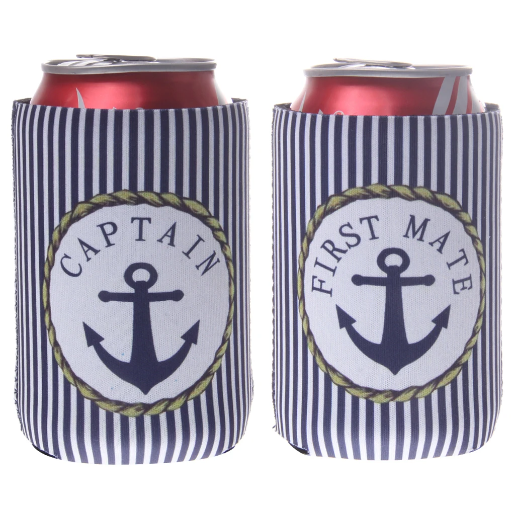 

CAPTAIN FIRST MATE Can Holders Neoprene Tin Can Cooler Beer Coolling Wrap