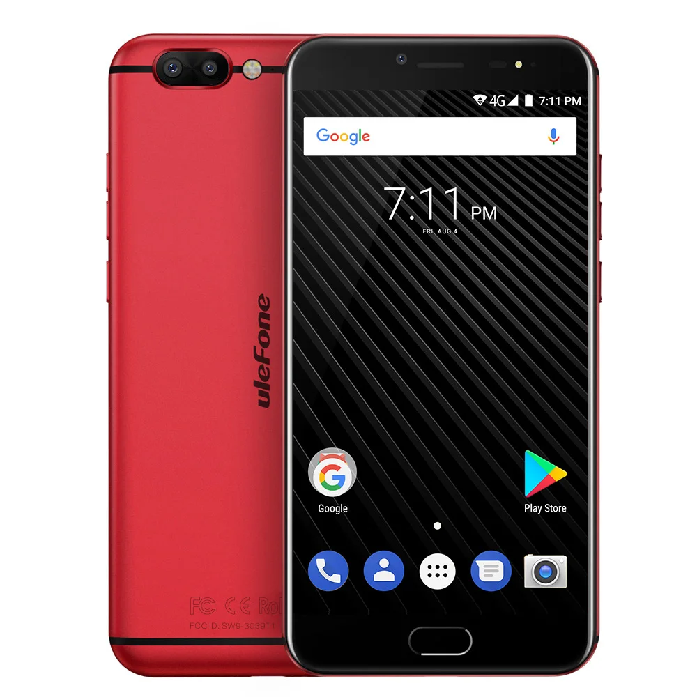 Ulefone T1 Двойная Камера 16MP+5MP Мобильный телефон 5.5 дюймов FHD helio P25 Octa core android 7.0 6 ГБ 64 ГБ Сканер отпечатков пальцев 4G телефон - Цвет: Красный