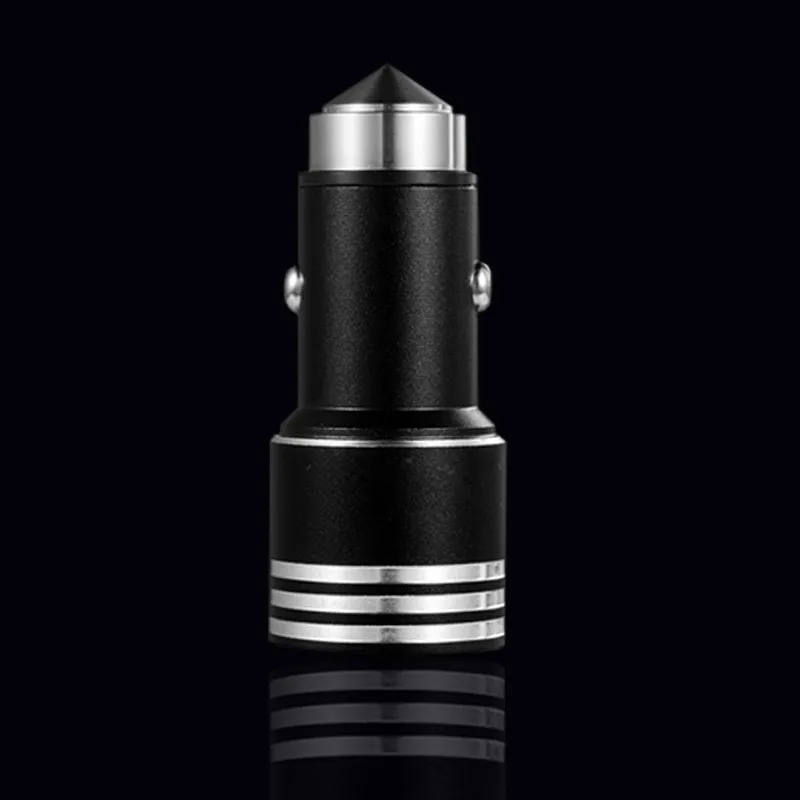 Автомобильное зарядное устройство Mini USB с двумя портами металлическое