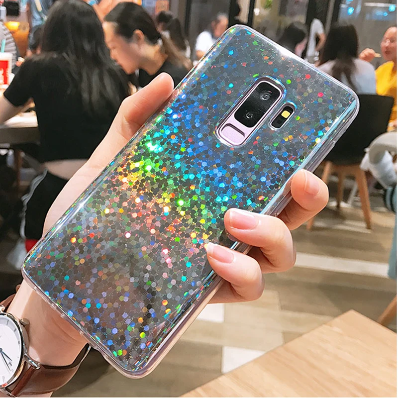 Yhbbcases Лазерная Радуга блестками Мягкий чехол для Samsung Galaxy S8 S9 Plus модные блестящие