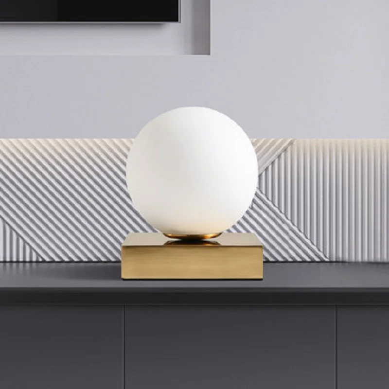 LukLoy Nordic Creative Simple Table Light Glass Lampshade Warm Energy Saving Bedside Lamp Rectangular Metal Base | Освещение