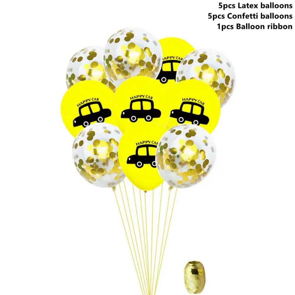 Car Balloons 5 Taoup счастливый детский день рождения грузовик шары конфетти баллоны аксессуары автомобильные воздушные шары латексные воздушные вечерние украшения для мальчиков сувениры - Цвет: Car Balloons 5