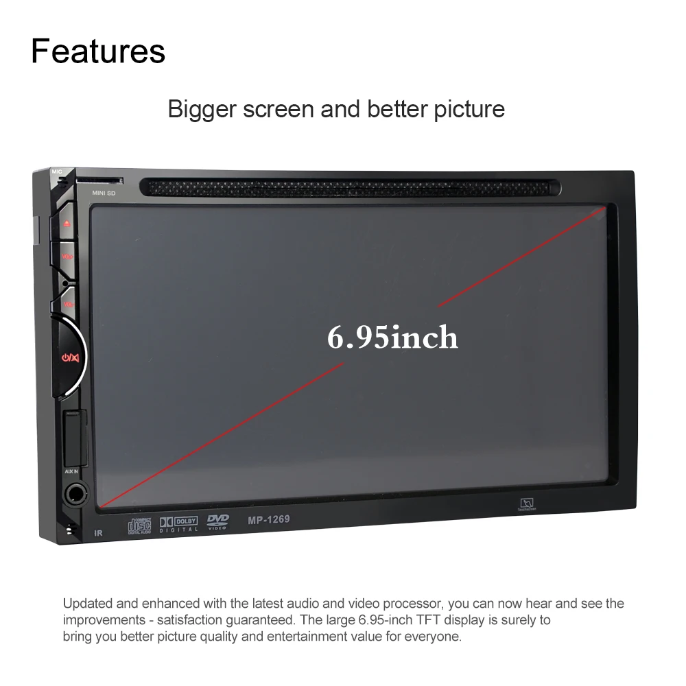 BYNCG MP1269 7 &quotУниверсальный 2 Din HD Автомобильный dvd плеер сенсорный экран Bluetooth USB/TF FM
