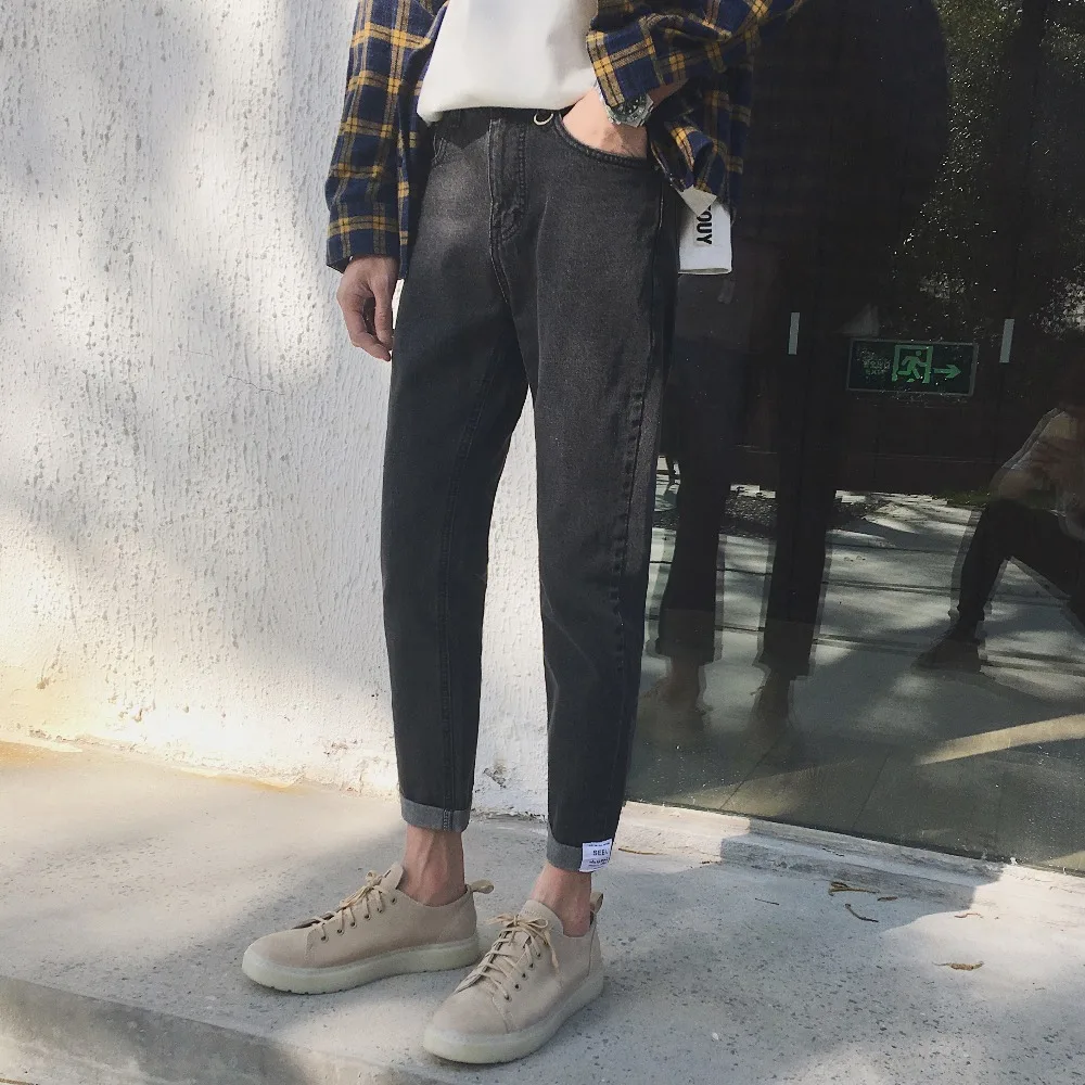 2017 осенние новые джинсы для подростков Модные голубые брюки повседневные