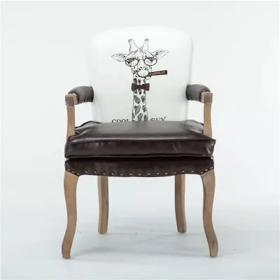 Oil wax leather 3 Европейский Американский стиль, обеденный стул из твердой древесины, Ретро стиль, кресло в старом стиле, для переговоров, повседневное, кофейня, креативное кресло - Цвет: Oil wax leather 3