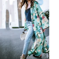 chiffon loose shawl kimono long blouse for women full sleeve floral boho shirts top ladies girls flower cardigans blusa clothing