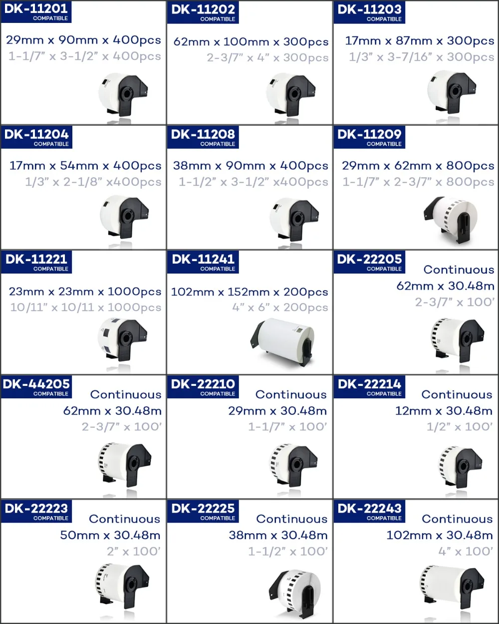 CIDY 5 рулонов DK-22205, совместимый с Brother Labels DK-22205 DK 2205 DK 205 непрерывные этикетки для QL570 QL700