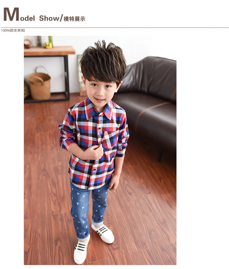 2017 горячее надувательство мальчиков рубашки плед с длинным рукавом дети детская