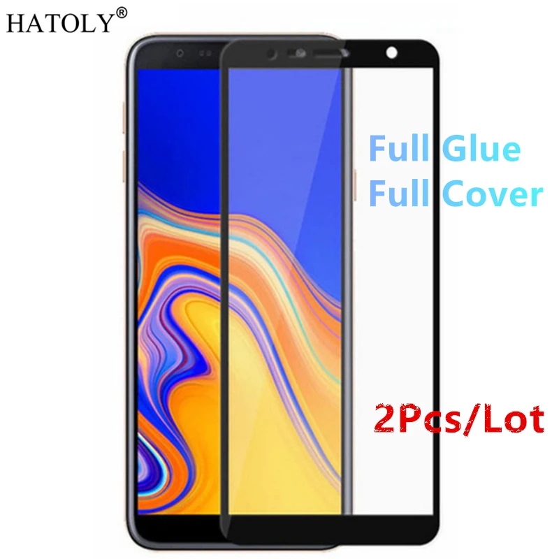 Vidrio templado para Samsung Galaxy J4 Plus, Protector de pantalla con pegamento completo 9H para Galaxy J4 Plus, 2 uds.-0