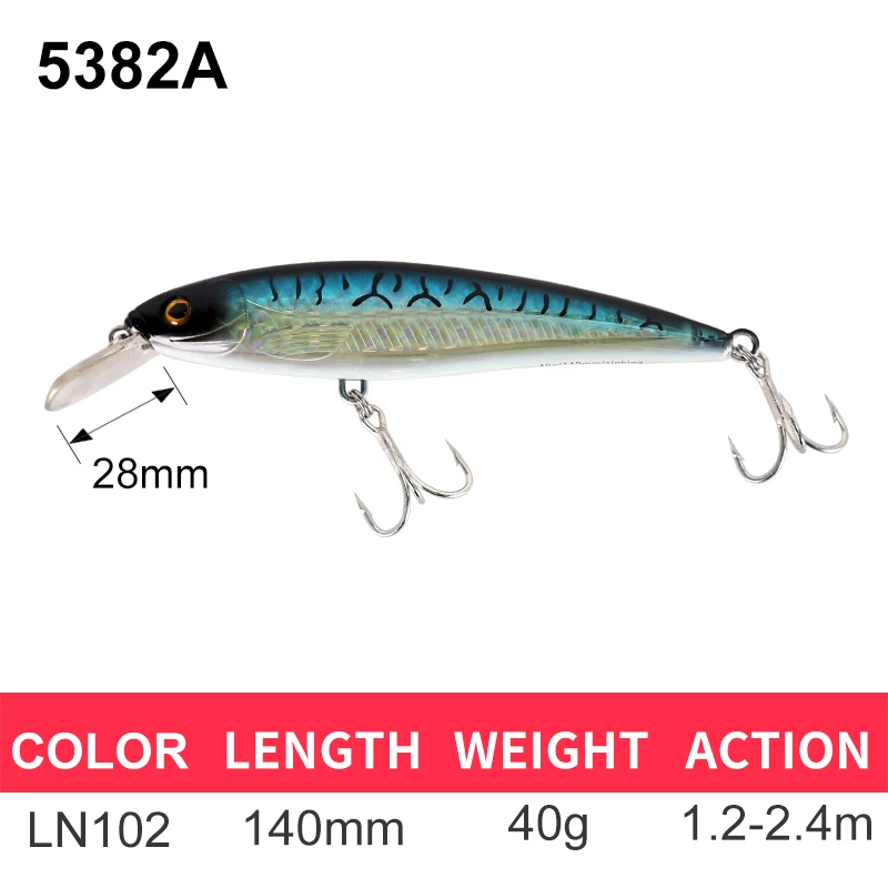 140mm-40g-LN102 A Kingdom Fishing Приманка гольян приманка воблеры 140 мм/40 г Джеркбейт искусственная жесткая приманка сильные Крючки глубина 0,8 м-2,4 М Модель 5382A/B - Цвет: 140mm-40g-LN102 A