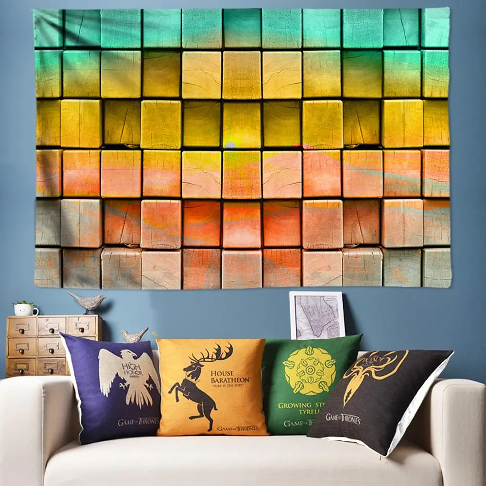 3D гобелен из радужной древесины настенный декоративный в стиле бохо хиппи