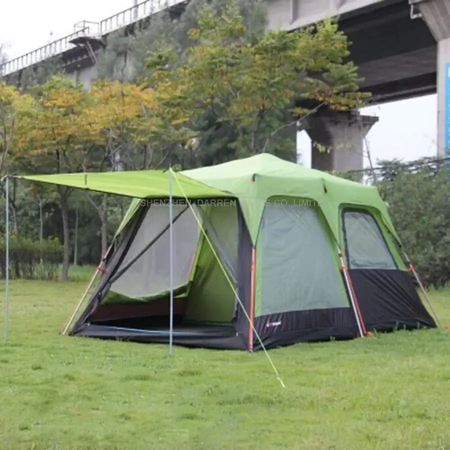 

1pcs Automatic Alumunum Pole 3-4 person double layer outdoor 1 living rooms and 1hall family rain proof camping tent