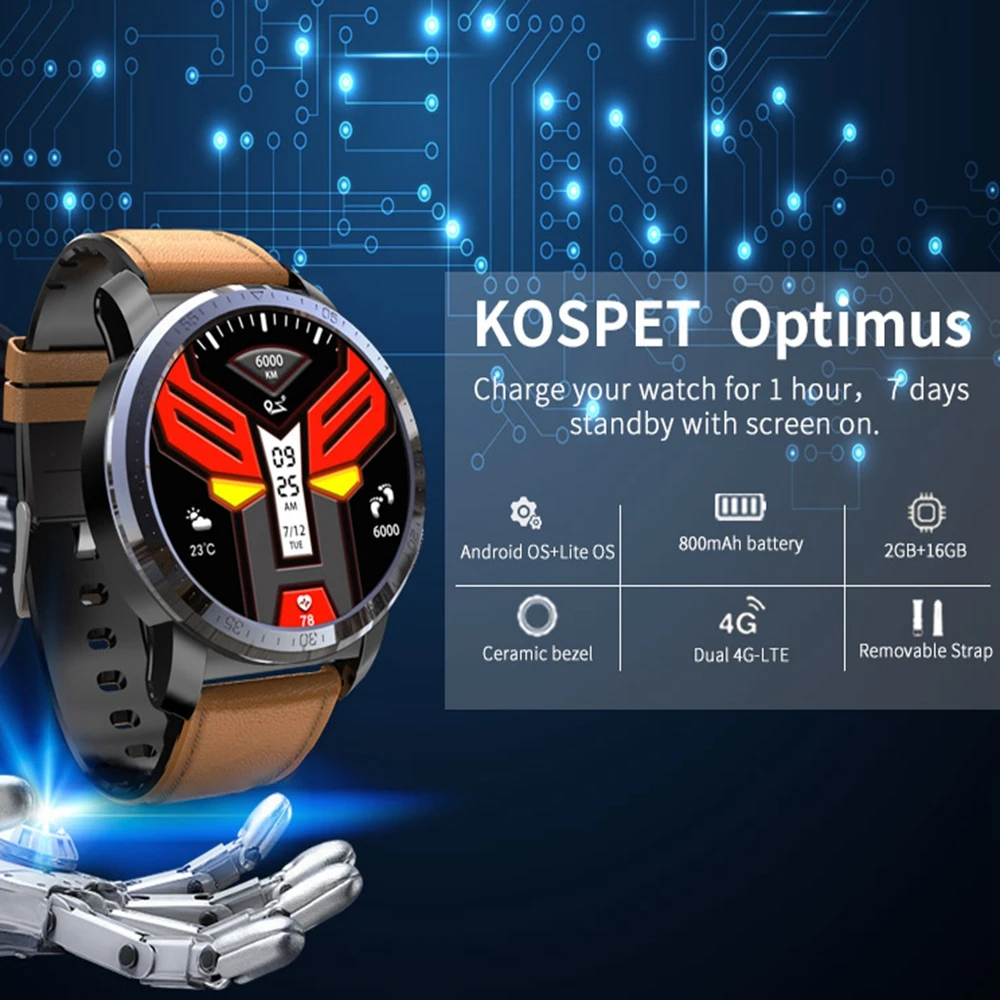 Смарт-часы Kospet 4G Android 7 1 Optimus двойная система 8.0MP камера Bluetooth 4 0 Спорт управление WiFi