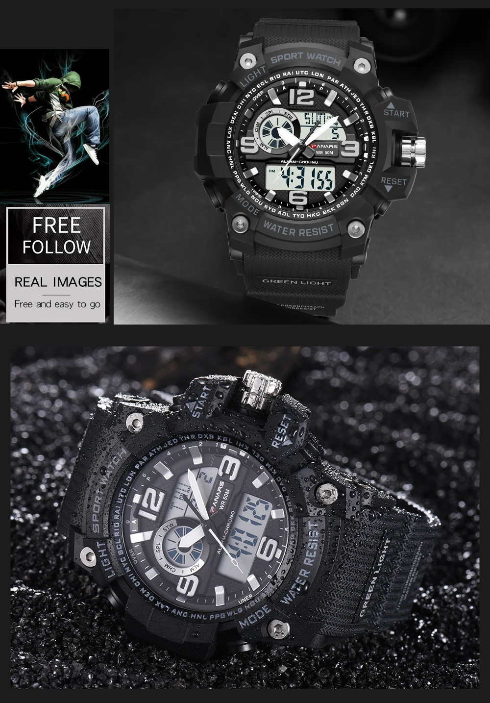 PANARS Men Military Watch 50m Waterproof Wristwatch LED Quartz Clock Sport Watch Male relogios masculino Sport S Shock Watch Men