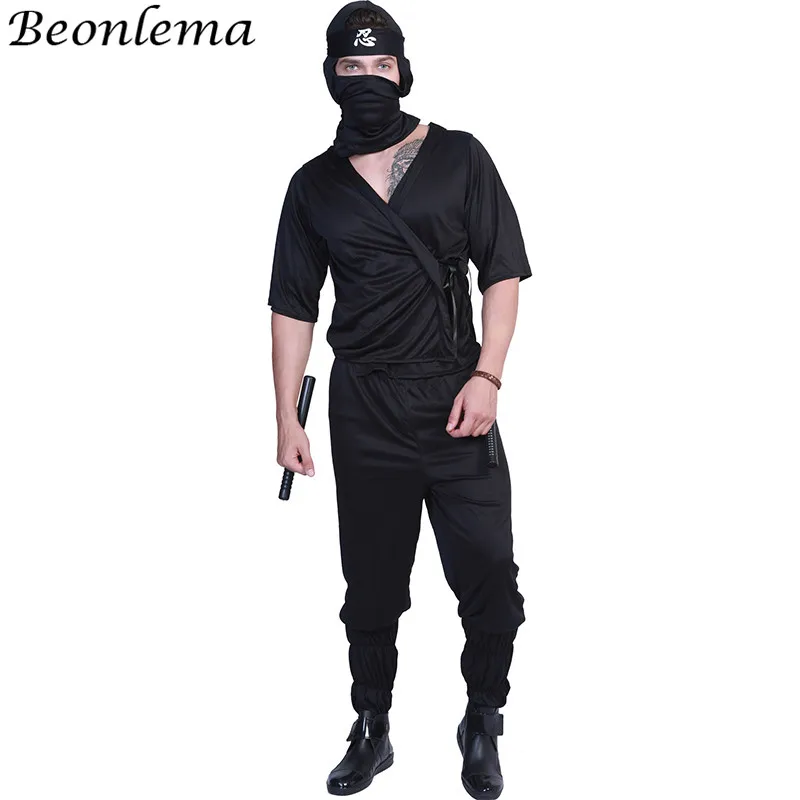 Мужские Костюмы для ролевых игр Beonlema черные костюмы косплея ниндзя Хэллоуина