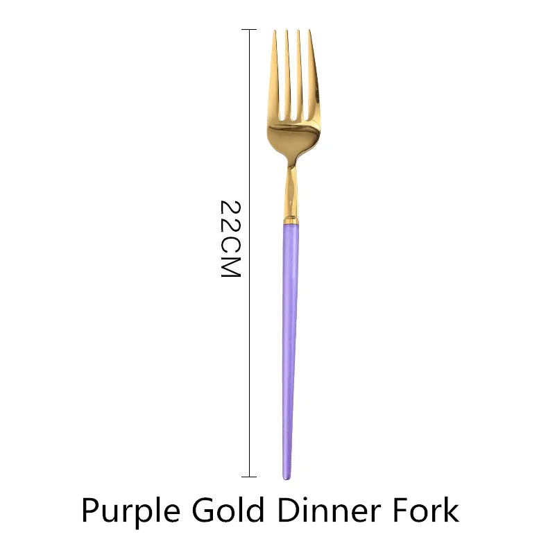 Purple Gold Fork 1 шт. столовый набор столовых приборов, ножи, вилки, ложки, Западная кухня, столовая посуда из нержавеющей стали, домашние вечерние столовые приборы, набор посуды - Цвет: Purple Gold Fork