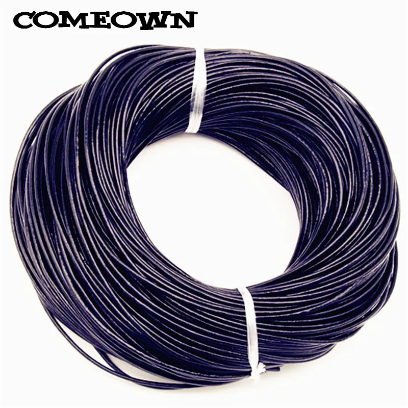 COMEOWN 20 метров черный шнур из натуральной кожи 2 мм круглый веревка для бисера