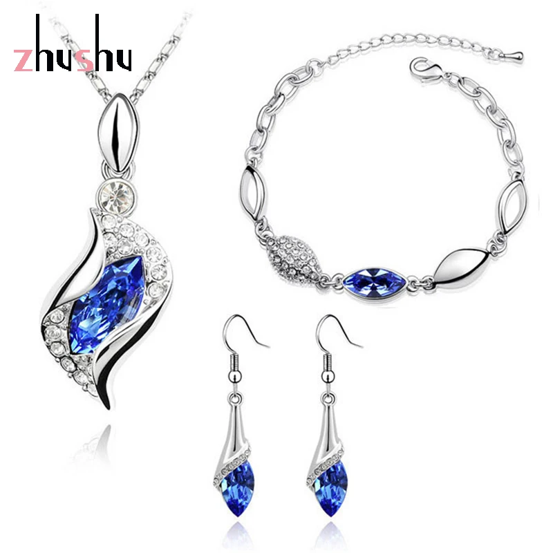 Старинные ювелирные изделия наборы Белое золото Цвет Красный Кристалл 9 Цвета