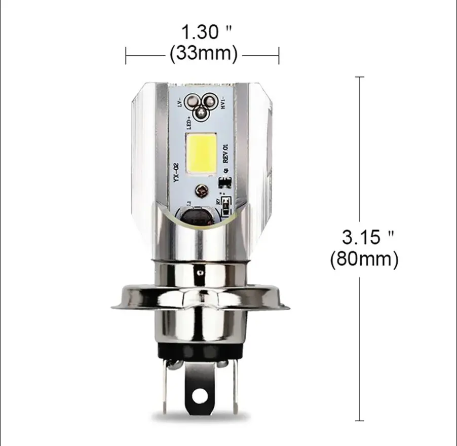 Светодиодные лампы для мотоциклетных Фар H4 H6 COB Led 1000LM BA20D лампа ближнего и