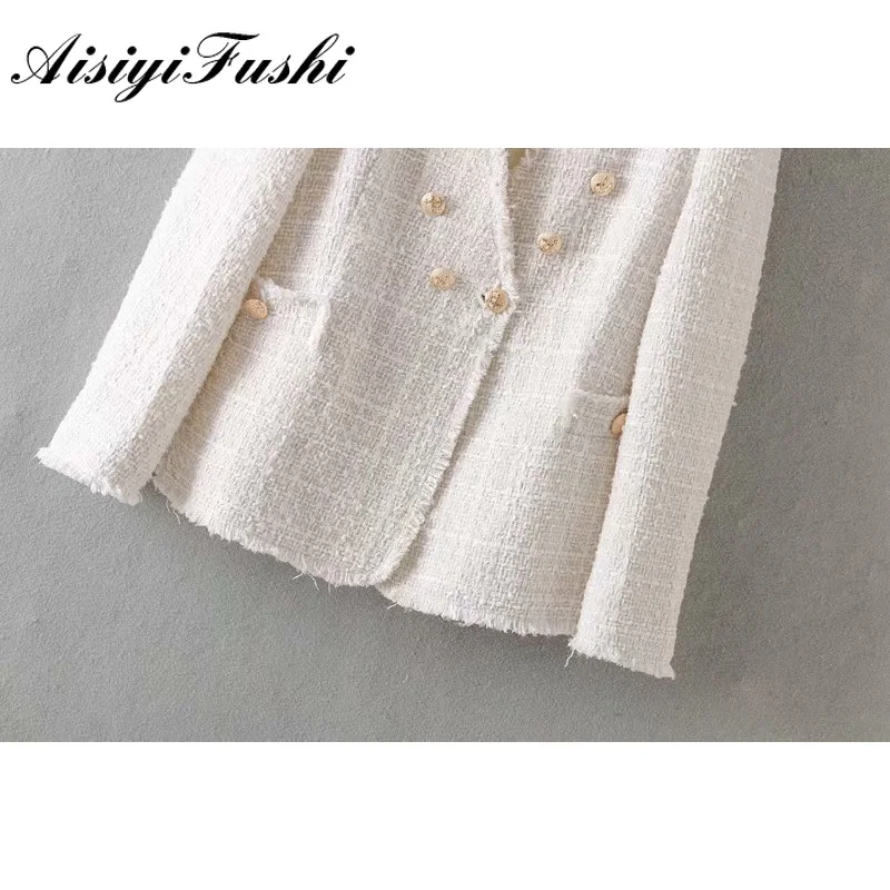 AISIYIFUSHI White Spring Jacket Women Blazers and Jackets 2020 Summer Casual Long Sleeve Loose Blazer Formal | Женская одежда