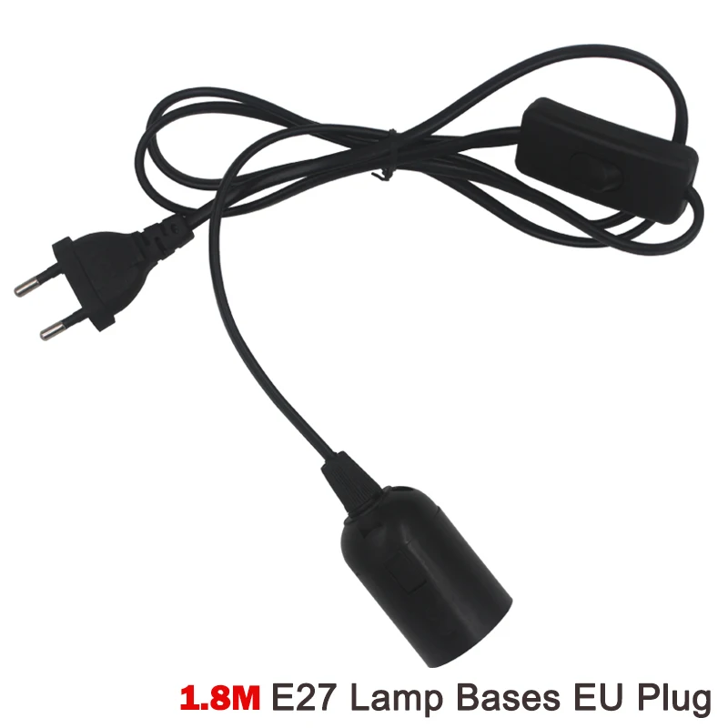 E27 EU Black DIY ЕС вилка Кабель Провод 303/304/317/301 кнопочный переключатель/двойной вкл. Выкл. Шнур питания для Светодиодный светильник с регулятором освещенности/торшер/светильник для чтения - Цвет: E27 EU Black