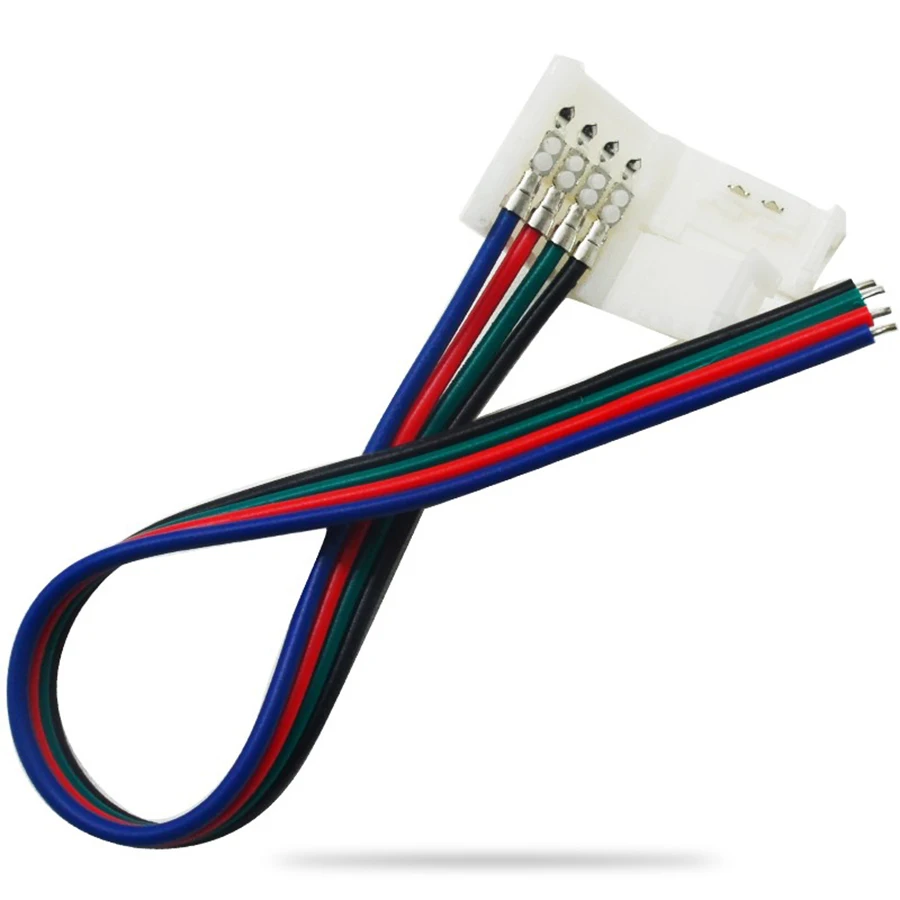 100 шт. аксессуары для подключения светодиодной ленты 10 мм 4pin RGB без пайки кабель печатной платы гибкий зажим светодиодный разъем для SMD 5050 3528 светодиодные ленты