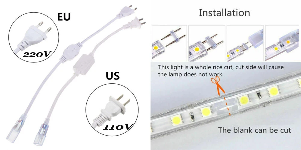 1 м/2 м/3 м/5 м/6 м/8 м/10 м/15 м/20 м SMD 5050 AC220V Светодиодная лента гибкий светильник 60 Светодиодный s/M Водонепроницаемый светодиодный светильник светодиодный светильник с вилкой питания