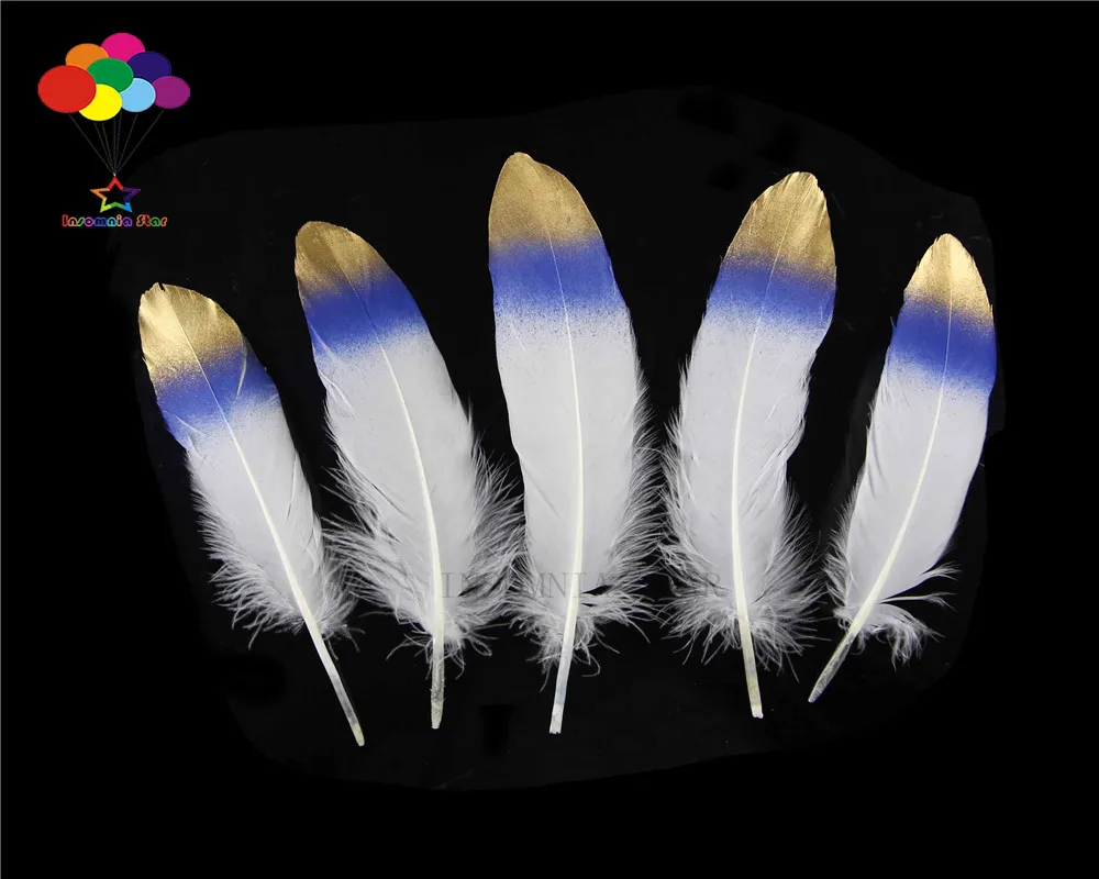 

100pcs 100% natural premium goose feather 20-25cm/8-10inch white sapphire tail beautiful for Diy carnival costume mask headdress