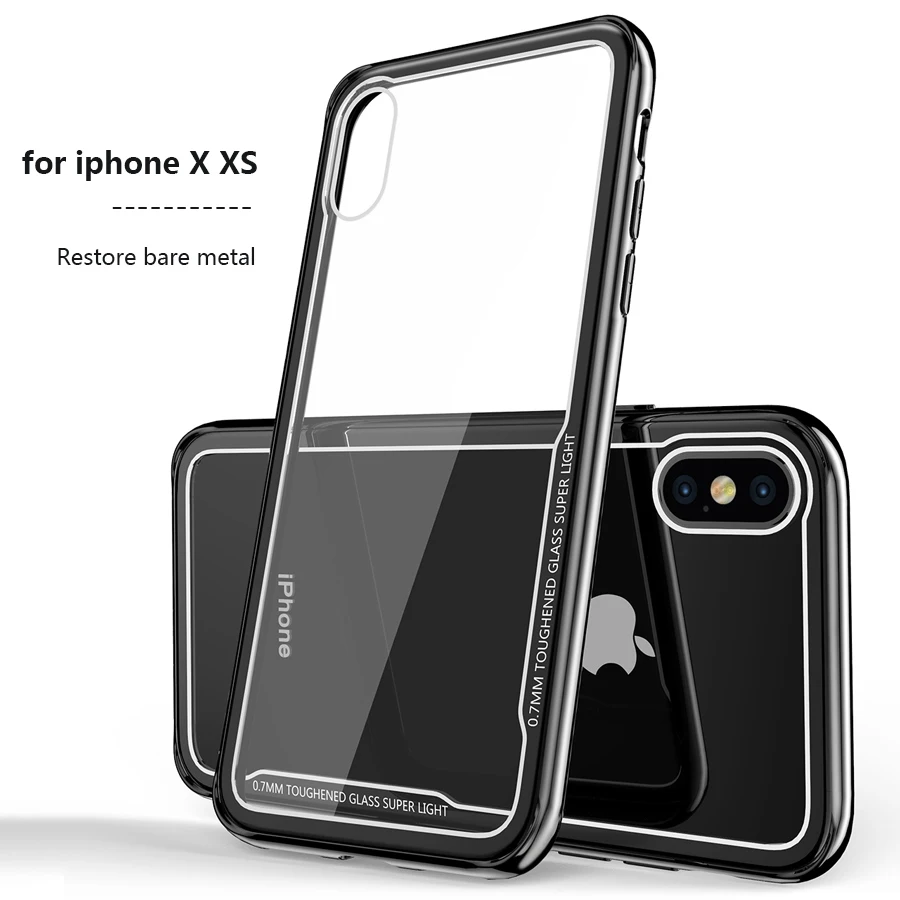 IQD защитный для iPhone X XS Max XR закаленное стекло чехол прозрачная задняя в виде ракушки чехол для iPhone 8 7 6 6s плюс новые бампер чехол xs