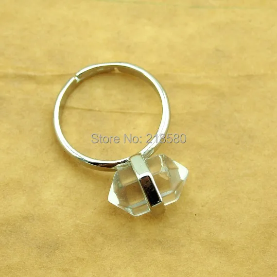 Регулируемое серебряное кольцо с прозрачным кварцем|clear quartz ring|quartz ringadjustable ring |