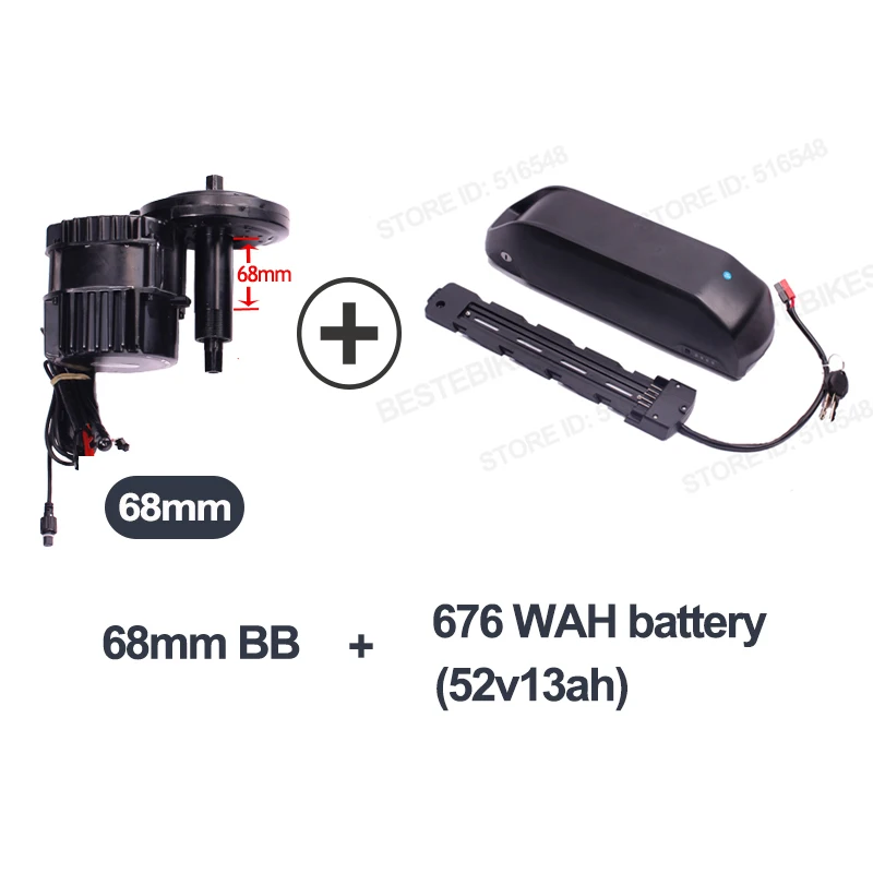 Bafang мотор BBSHD 48V1000w электродвигателя комплект bbs03 батареи вело electrique bicicleta electrica 52V17. 5ah EU/US нет налога - Цвет: 52v13ah 68mm 46T