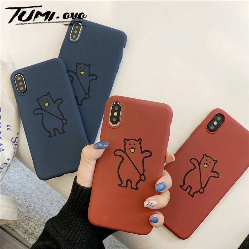 Матовые простые чехлы с милым медведем из мультфильма для Huawei P10 Pro P20 Plus P30 Lite P9 Nova