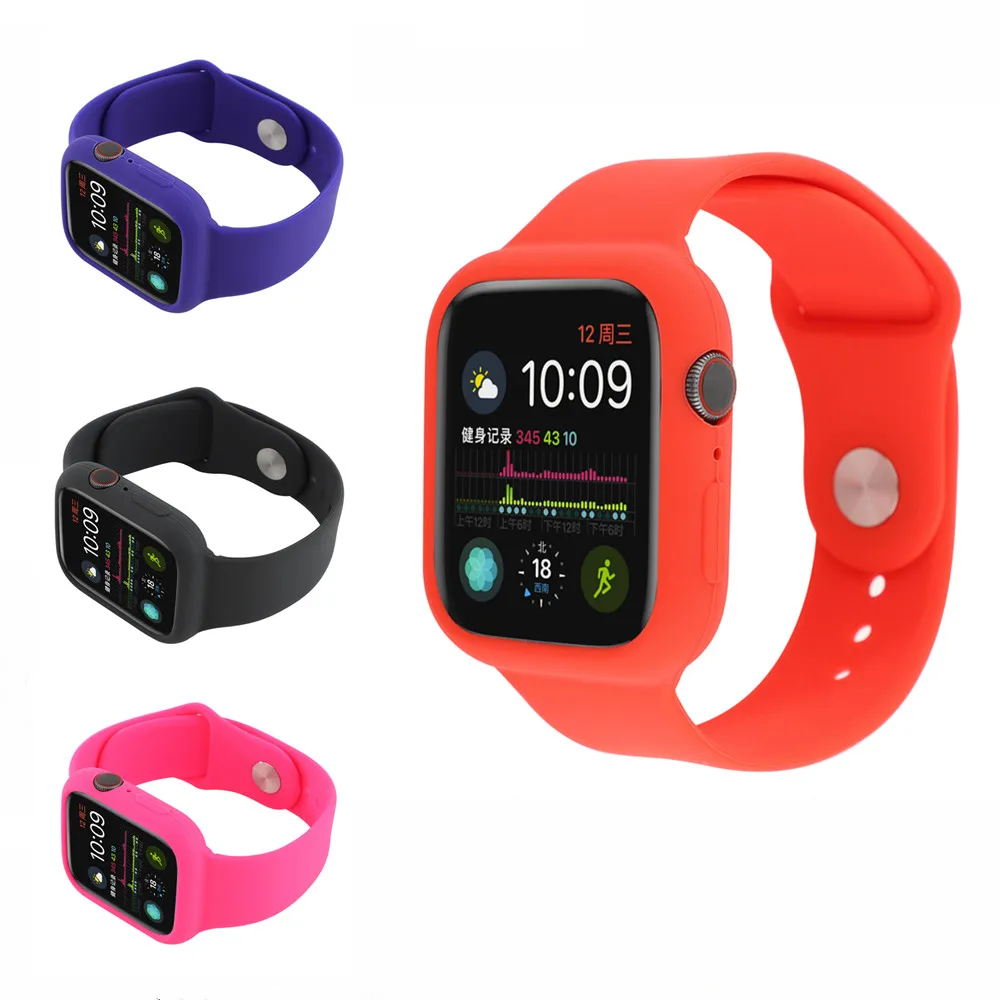 Силиконовый браслет ремешок и ударопрочный чехол для apple watch 4 44/40 мм спортивный ремешок защитный бампер для наручных часов iwatch серии, версия 1, 2, 3, ремешок 42/38 мм