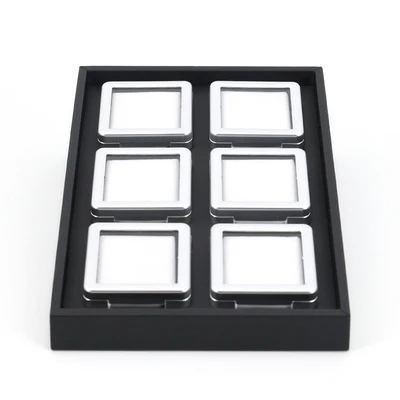 Bevel silver Современный драгоценный камень банка дисплей коробка алмазные ювелирные изделия бусины органайзер для монет украшения с драгоценными камнями лоток контейнер для хранения черный из искусственной кожи - Цвет: Bevel silver