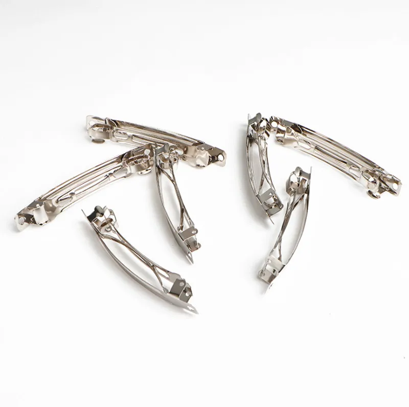 Rhodium 10 шт., французские заколки, стильные весенние заколки для волос, автоматические зажимы, пустая ширина, настройка родия, заколка для волос, аксессуары для изготовления ювелирных изделий - Цвет: Rhodium