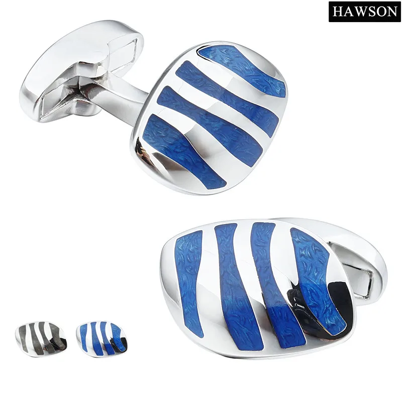 Новое поступление 2017 Синие запонки для мужчин ювелирные изделия с эмалью мужские