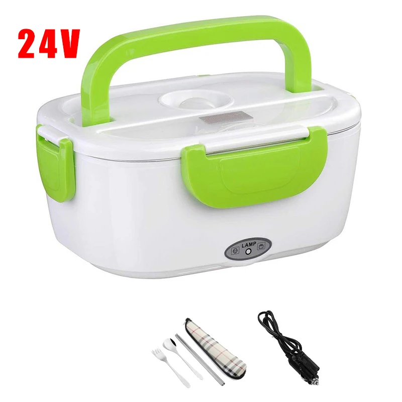24V Green- Tableware 12 В 24 в автомобиль грузовик Электрический Bento коробка нагреватель грелка контейнер для хранения еды 304 нержавеющая сталь Ланч Бокс школьная сумка посуда - Цвет: 24V Green- Tableware