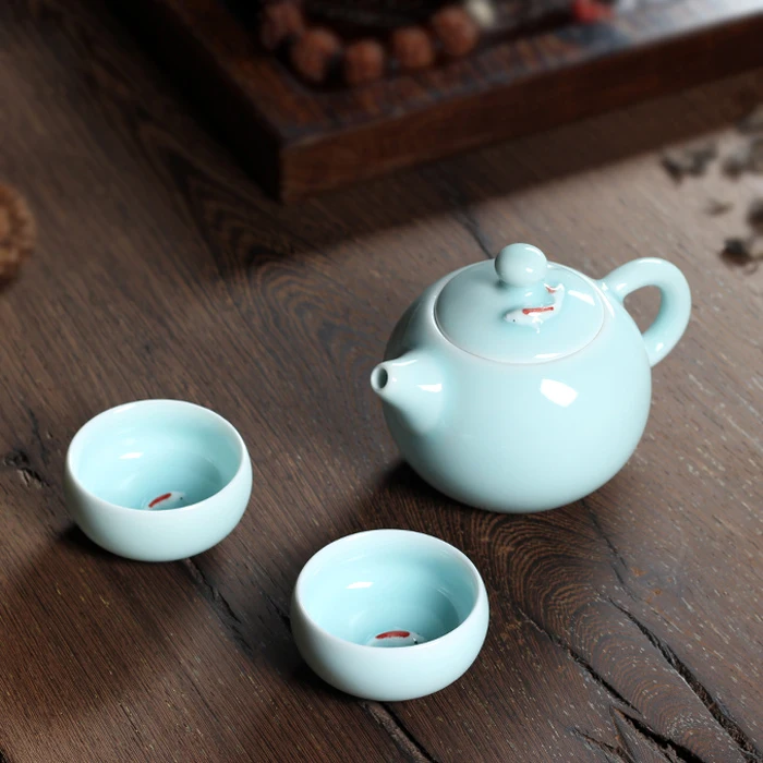 Набор из 3 предметов высшего качества Китайский Лунцюань Селадон ди печь ручной