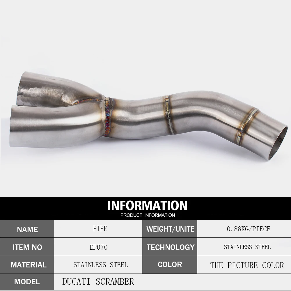GT мотор-Бесплатная доставка средняя выхлопная труба мотоцикла для DUCATI скремблер
