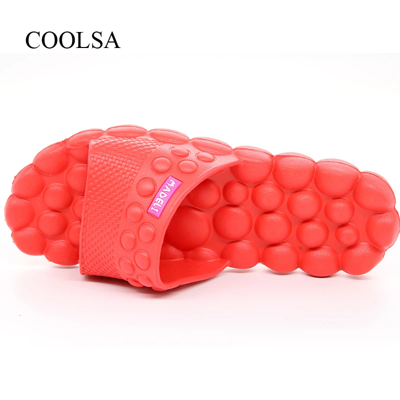 COOLSA/женские летние однотонные Нескользящие массажные шлепанцы на плоской