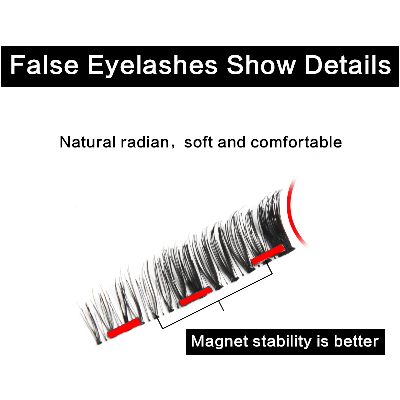 3 Magnet 3D Magnetic Eyelashes Lashes Thicker Reusable False Handmade No Glue Eye Makeup Kit lashes lift | Красота и здоровье