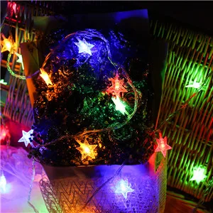 Chasanwan Navidad Рождественский Декор 1 м 10 светильник светодиодный светильник со звездами гирлянда с батарейным блоком светодиодный Новогодний Декор для дома. Q - Цвет: star-multi