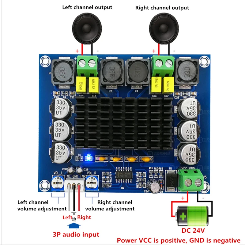XH-M543 TPA3116D2 двухканальный стерео высокомощный цифровой аудио усилитель мощности