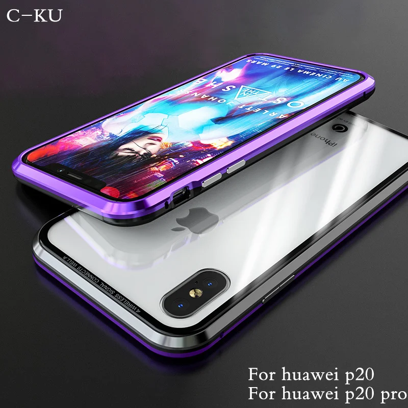 Роскошный Магнитный адсорбционный чехол для телефона huawei P20 Coque ультра магнит 9 H