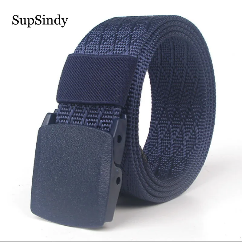 SupSindy мужской и женский холщовый нейлоновый ремень, модные ремни с автоматической пряжкой POM для женщин, уличный тактический ремень, военный мужской ремень синего цвета